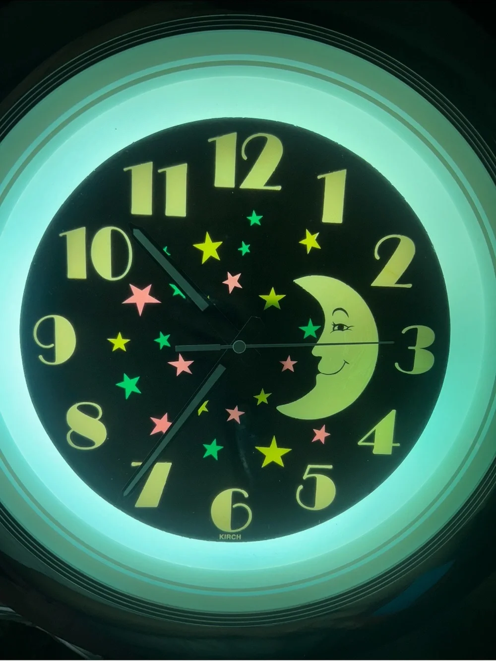 Vintage Kirch Celestial Moon Wall Clock Lights Up Works